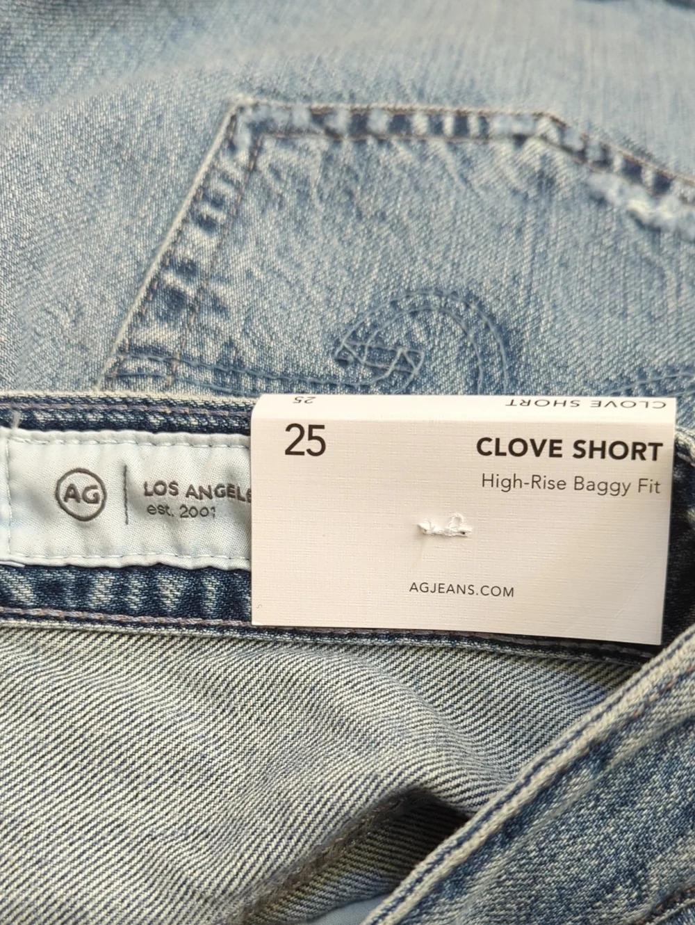 AG Jeans Myth Clove High-Rise Baggy Fit Button Fly Cut Off Shorts Size 25